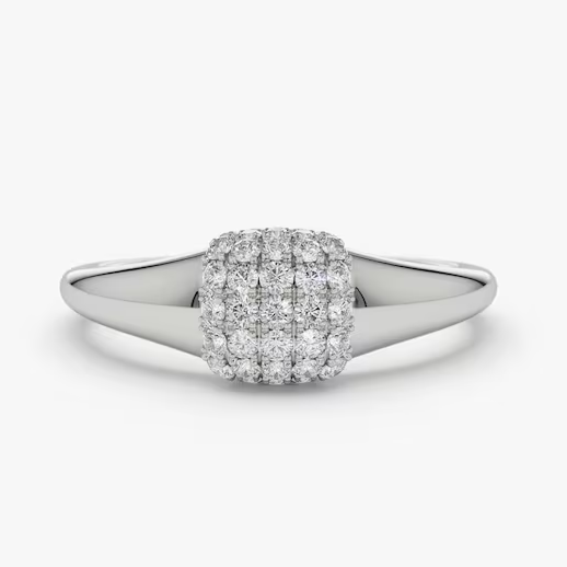 0.31CTW Pave Setting Lab Grown Diamond Engagement Ring  customdiamjewel Sterling Silver White Gold VVS-EF