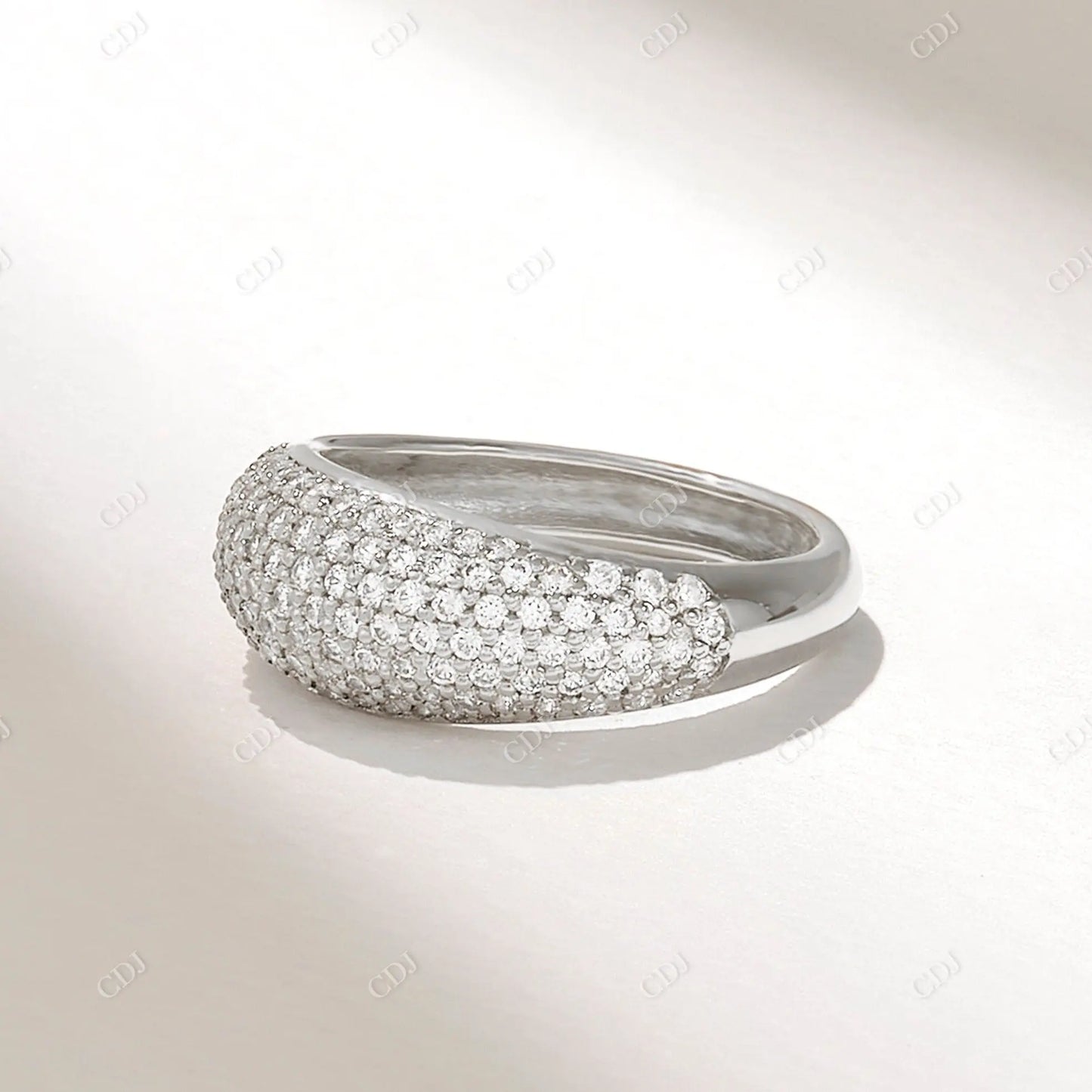 0.94CTW Round Lab Grown Diamond Pave Dome Ring  customdiamjewel 10KT White Gold VVS-EF