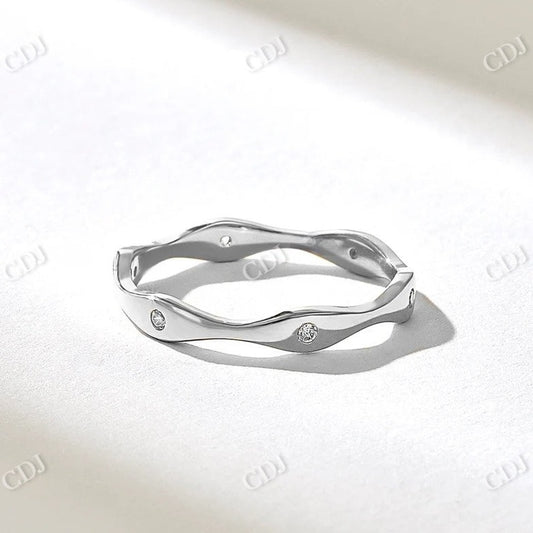 0.06CTW Round Wave Bezel Diamond Wedding Band  customdiamjewel 10KT White Gold VVS-EF