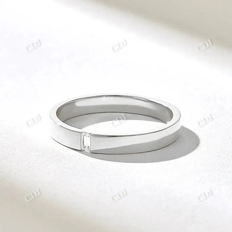 0.05CTW Baguette Cut Lab Grown Diamond Wedding Band  customdiamjewel 10KT White Gold VVS-EF