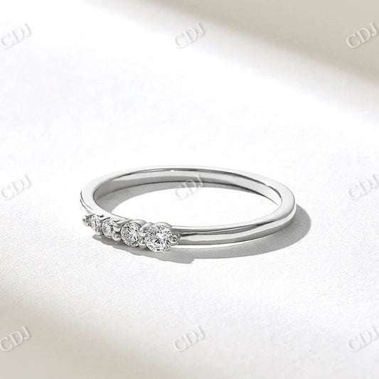 0.13CTW Ascending Round Diamond Wedding Band  customdiamjewel 10KT White Gold VVS-EF