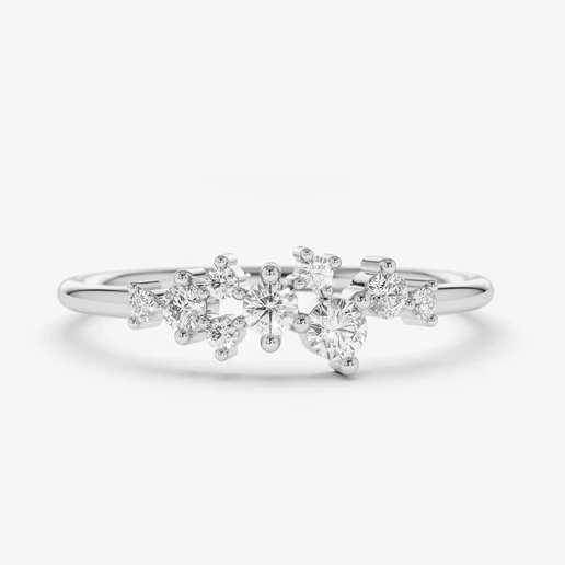 Unique Natural Diamond Cluster Wedding Band  customdiamjewel 10KT White Gold VVS-EF