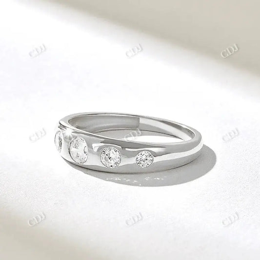 0.48CTW Five Stone CVD Diamond Alternating Round Wedding Band  customdiamjewel 10KT White Gold VVS-EF