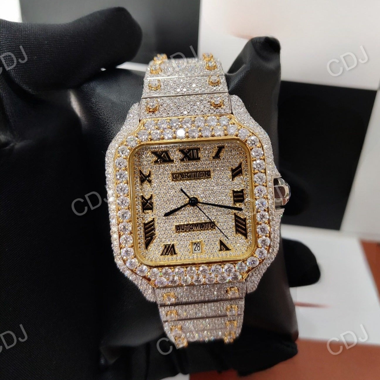 Hip Hop Rapper Diamond Cartier Wrist Watch  customdiamjewel   