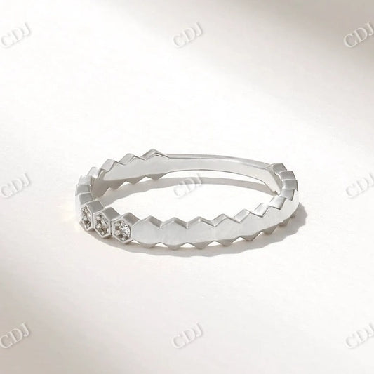 0.03CTW Hexagon Bezel Set Diamond Eternity Wedding Band  customdiamjewel 10KT White Gold VVS-EF