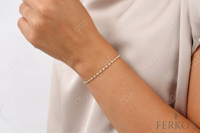 14k Gold Bezel Set Diamond Tennis Bracelet  customdiamjewel   