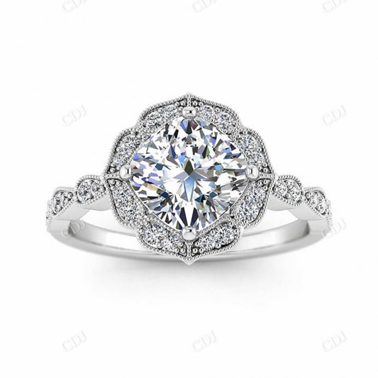 Unique Eternity Micro Paved Vintage Cushion Cut Moissanite Engagement Ring  customdiamjewel 10KT White Gold VVS-EF