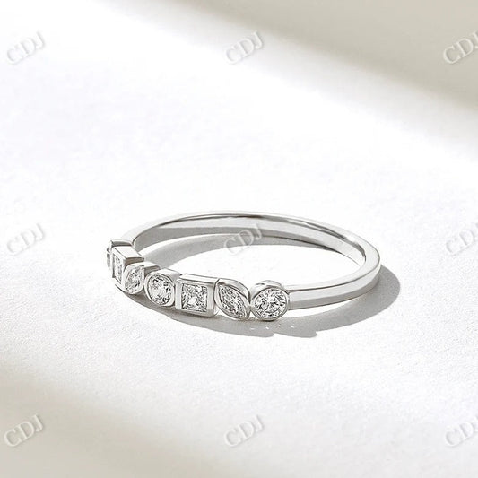 0.21CTW Bezel Set Mix Cut Lab Grown Diamond Wedding Band  customdiamjewel 10KT White Gold VVS-EF