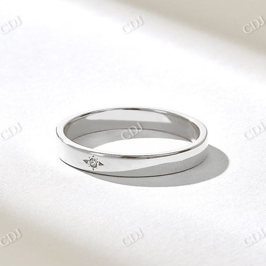 0.01CTW  Minimalist Natural Diamond Wedding Band  customdiamjewel 10KT White Gold VVS-EF