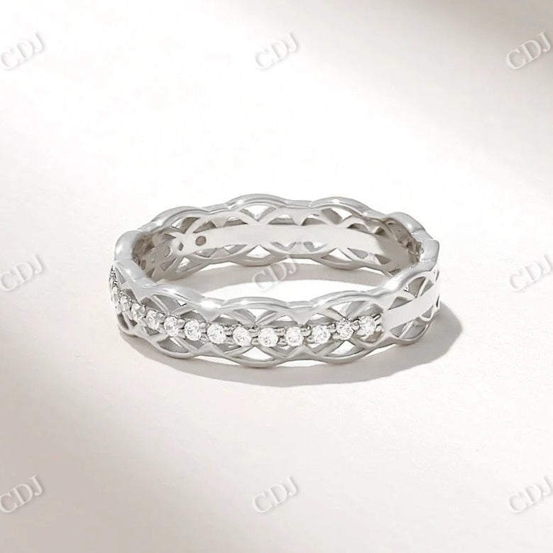 0.17CTW Round Diamond Celtic Knot Wedding Band  customdiamjewel 10KT White Gold VVS-EF