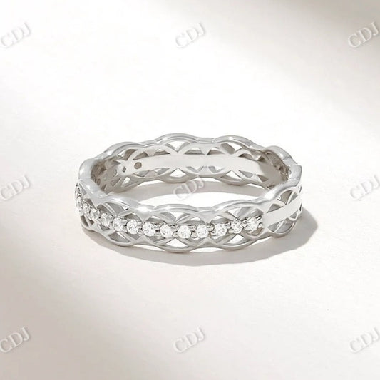 0.17CTW Round Diamond Celtic Knot Wedding Band  customdiamjewel 10KT White Gold VVS-EF