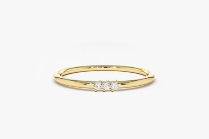 0.05CTW Round Cut Natural Diamond Minimalist Wedding Band  customdiamjewel 10KT Yellow Gold VVS-EF