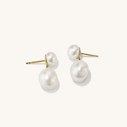 14K Solid Gold Bold Pearl Drop Classy Stud Earrings  customdiamjewel Sterling Silver Yellow Gold VVS-EF