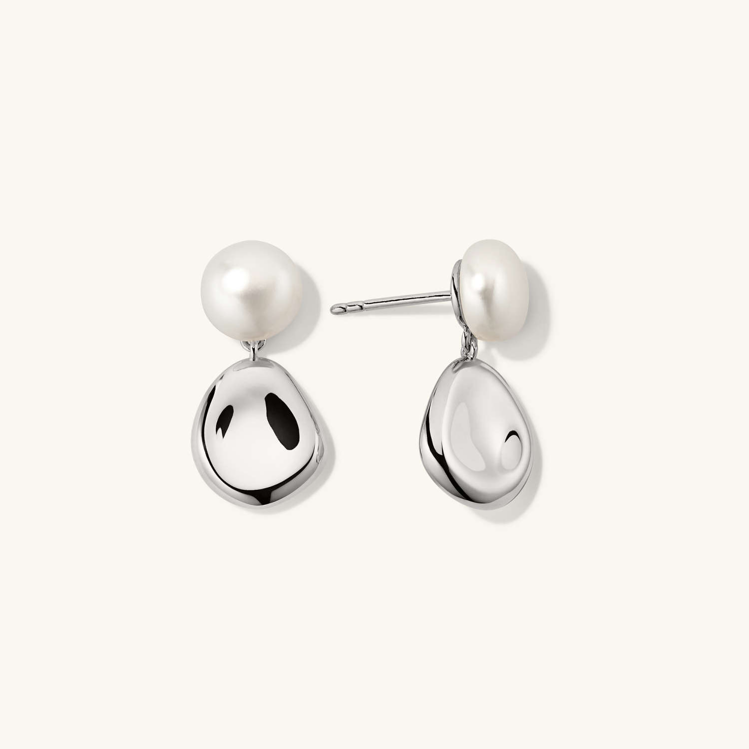 Unique Pearl Sculptural Drop 18K Gold Stud Earrings  customdiamjewel   