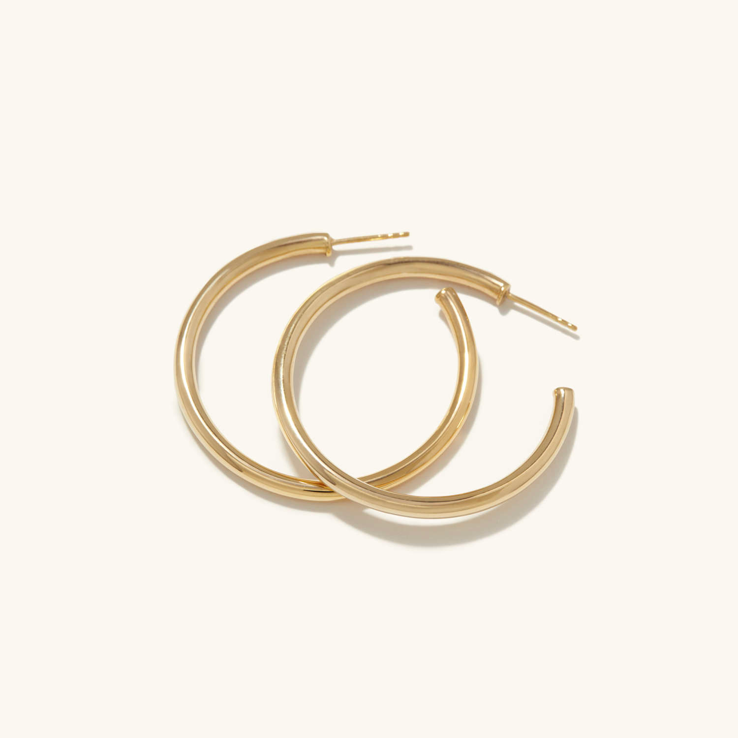 Round Tube Shape 14K Gold Hoop Earrings  customdiamjewel   