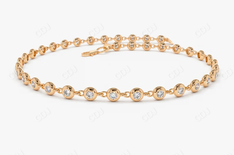 14k Gold Bezel Set Diamond Tennis Bracelet  customdiamjewel 10 KT Solid Gold Rose Gold VVS-EF