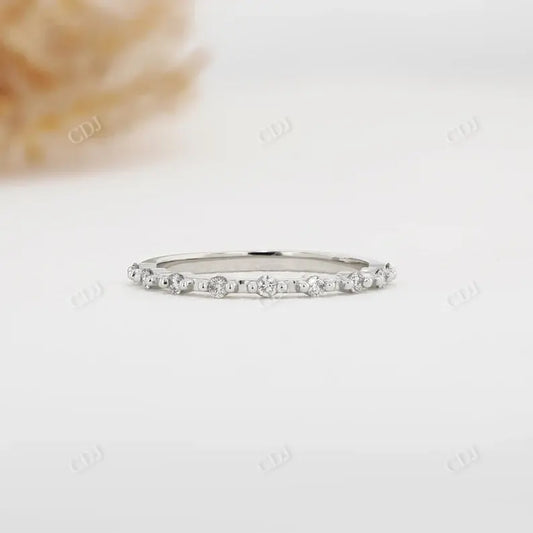 0.14CTW Round Cut Natural Diamond Wedding Ring  customdiamjewel 10KT White Gold VVS-EF