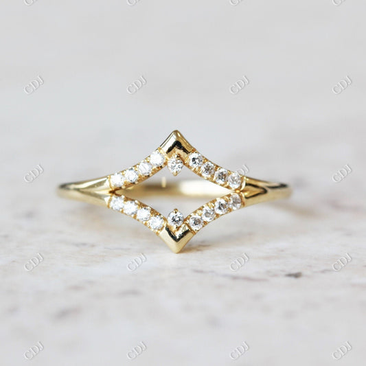 0.09CTW New Design Round Cut Moissanite Chevron Wedding Ring  customdiamjewel 10KT Yellow Gold VVS-EF