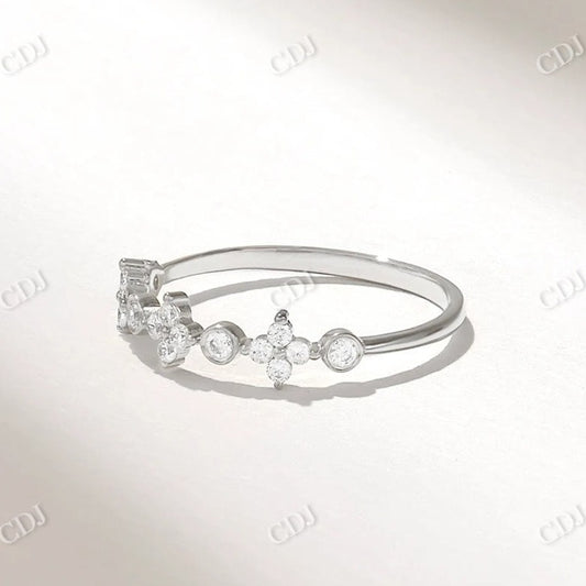 0.15CTW Round Unique Shape Lab Grown Minimalist Diamond Wedding Band  customdiamjewel 10KT White Gold VVS-EF