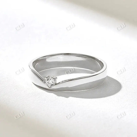 0.06CTW Tiny Lab Grown Wishbone Solo Diamond Wedding Band  customdiamjewel 10KT White Gold VVS-EF