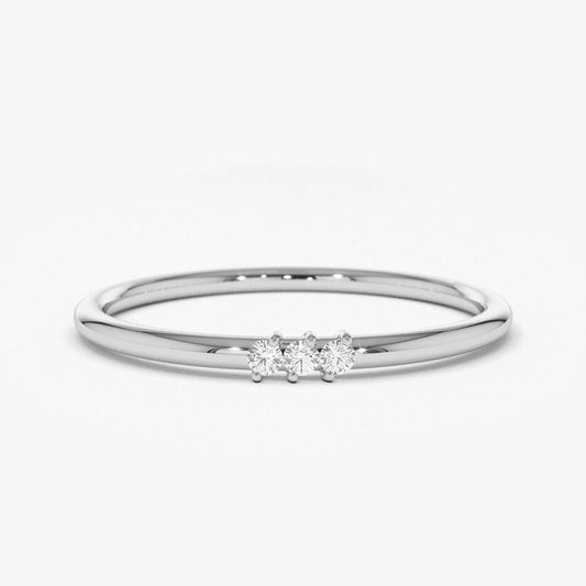 0.05CTW Round Cut Natural Diamond Minimalist Wedding Band  customdiamjewel 10KT White Gold VVS-EF