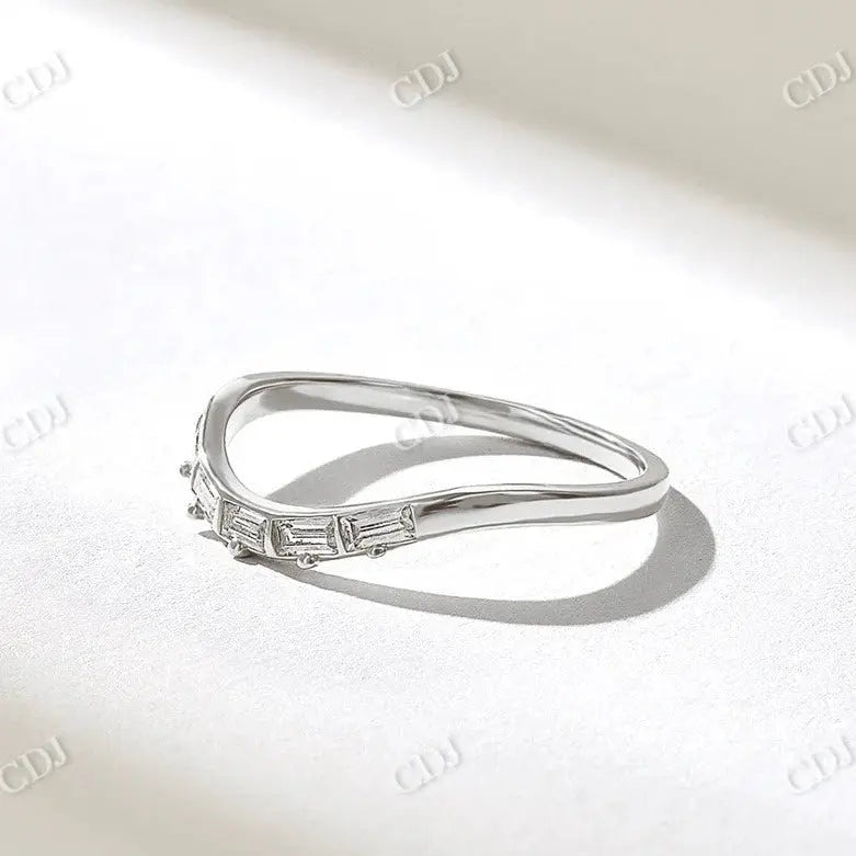 0.25CTW Baguette Curved Lab Grown Diamond Wedding Band  customdiamjewel 10KT White Gold VVS-EF