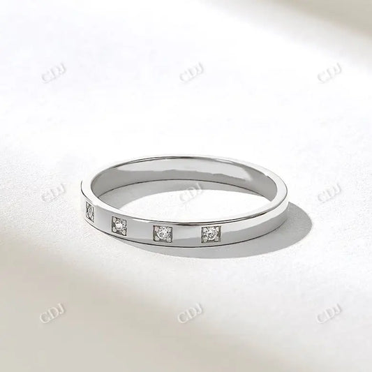 0.05CTW Round Five Stone Lab Grown Diamond Minimalist Wedding Band  customdiamjewel 10KT White Gold VVS-EF