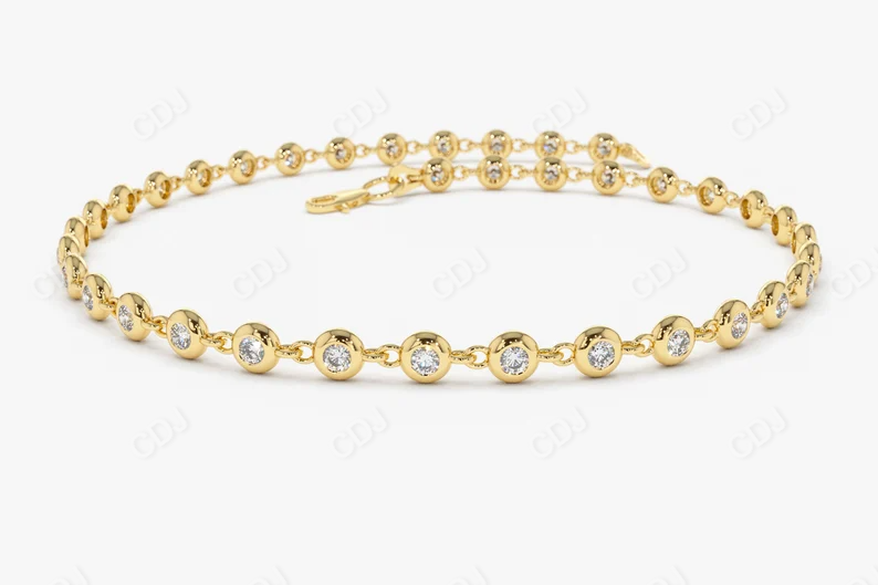 14k Gold Bezel Set Diamond Tennis Bracelet  customdiamjewel 10 KT Solid Gold Yellow Gold VVS-EF