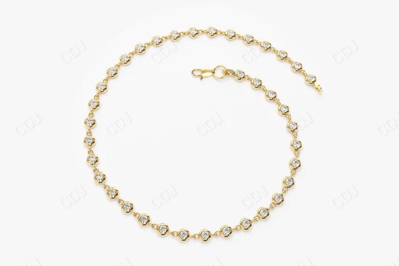 14k Gold Bezel Set Diamond Tennis Bracelet  customdiamjewel   