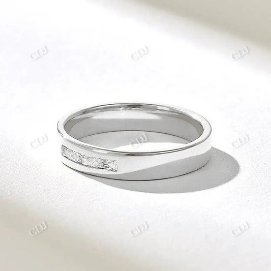 0.15CTW Trio Baguette Cut Lab Grown Diamond Wedding Band  customdiamjewel 10KT White Gold VVS-EF