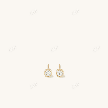 0.1CTW Lab Grown round Diamond Stud Earrings  customdiamjewel Sterling Silver Yellow Gold VVS-EF