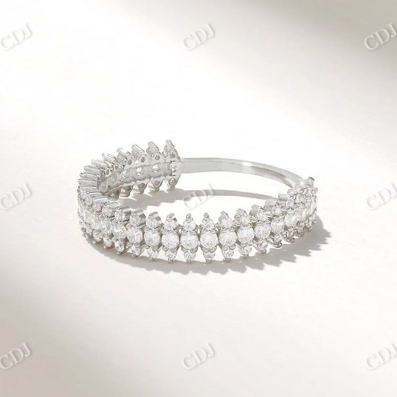 0.55CTW Minimalist Antique Half Eternity Diamond Wedding Band  customdiamjewel 10KT White Gold VVS-EF