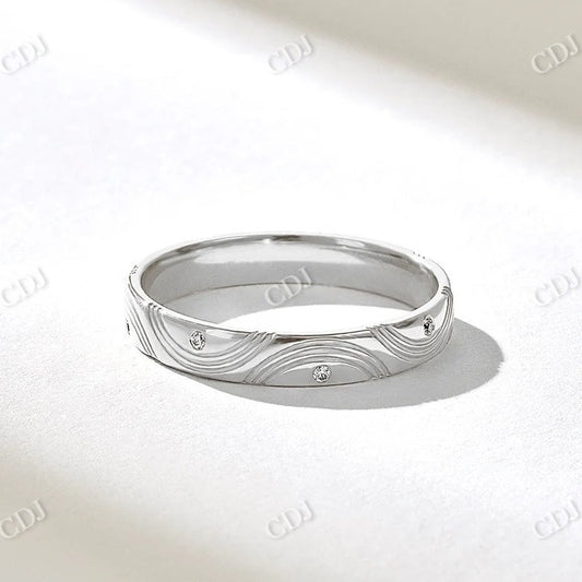 0.04CTW Round CVD Full Eternity Half Circle Designer Wedding Band  customdiamjewel 10KT White Gold VVS-EF