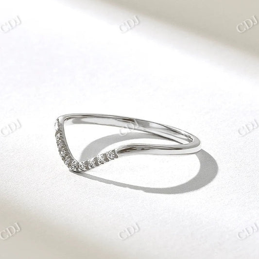 0.09CTW Lab Grown Diamond Thin Curved Wedding Band  customdiamjewel 10KT White Gold VVS-EF