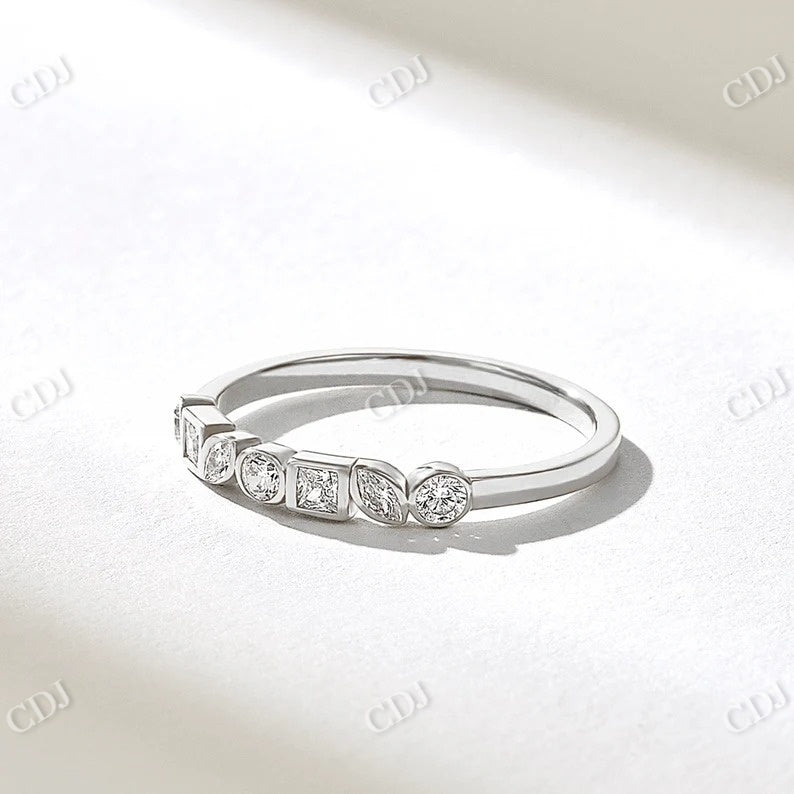 0.21CTW Mixed Cut Bezel Set Diamond Wedding Band  customdiamjewel 10KT White Gold VVS-EF