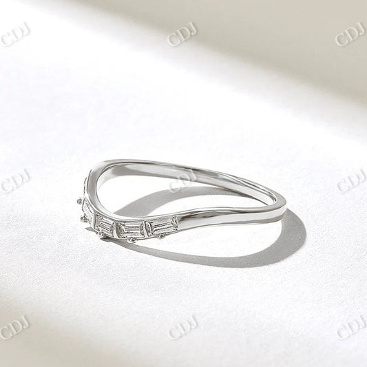 0.25CTW Baguette Curved Natural Diamond Wedding Band  customdiamjewel 10KT White Gold VVS-EF