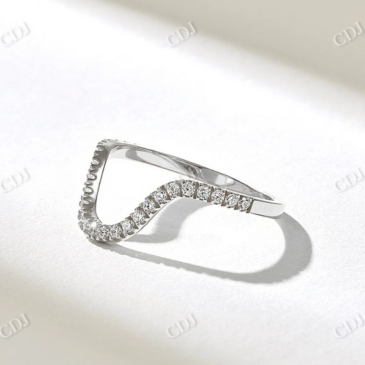 0.21CTW Round Lab Grown Diamond Curved Wedding Band  customdiamjewel 10KT White Gold VVS-EF