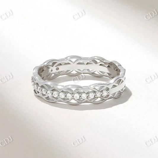 0.17CTW Round Cut Celtic Knot Lab Grown Diamond Wedding Band  customdiamjewel 10KT White Gold VVS-EF