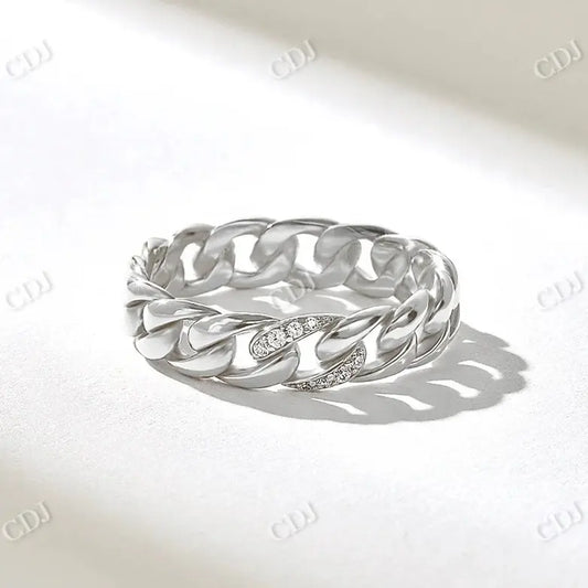 0.08CTW Cubin Link Chain Set Lab Grown Diamond Wedding Band  customdiamjewel 10KT White Gold VVS-EF