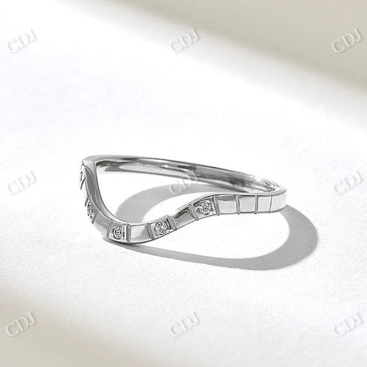 0.05CTW Square Pattern Arch Lab Grown Diamond Wedding Band  customdiamjewel 10KT White Gold VVS-EF