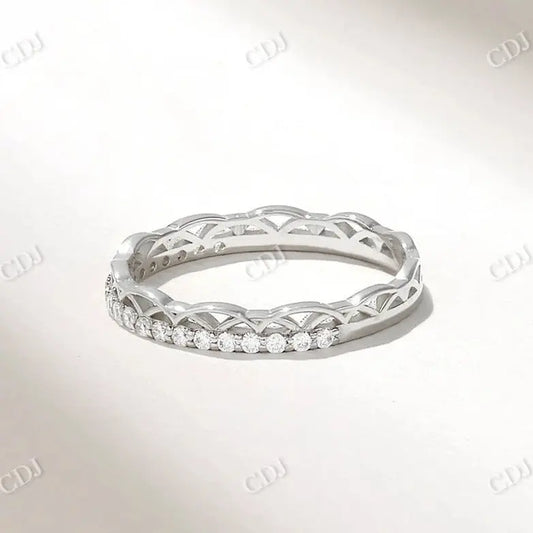 0.07CTW Round Cut Lab Grown Diamond Vintage Wedding Band  customdiamjewel 10KT White Gold VVS-EF