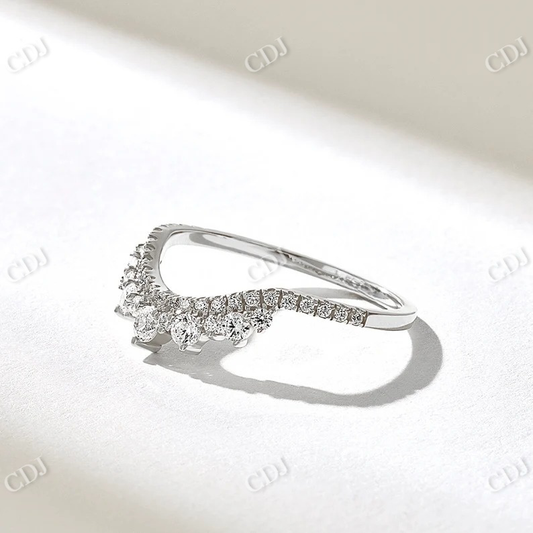 0.25CTW Round Cut Curved Diamond Tiara Wedding Band  customdiamjewel 10KT White Gold VVS-EF