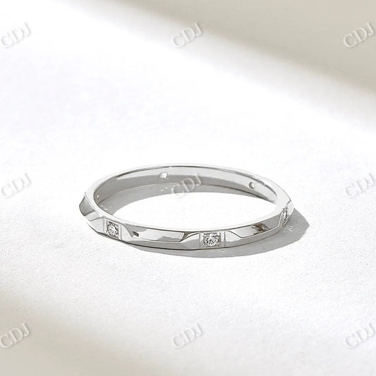 0.06CTW Lab Grown Bezel Set Pyramid Wedding Band  customdiamjewel 10KT White Gold VVS-EF