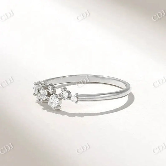 0.21CTW Round Cut Lab Grown Diamond Floral Wedding Band  customdiamjewel 10KT White Gold VVS-EF