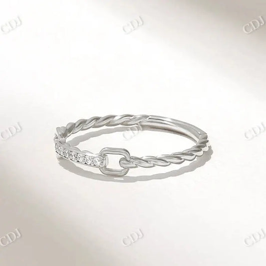 0.04CTW Lab Grown Diamond Dainty Twist Rope Wedding Band  customdiamjewel 10KT White Gold VVS-EF