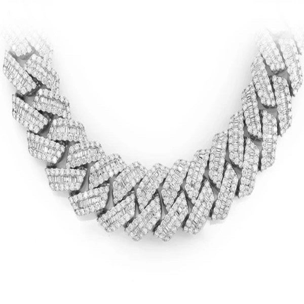 Baguette Diamonds Cuban Link Chain Necklace  customdiamjewel   