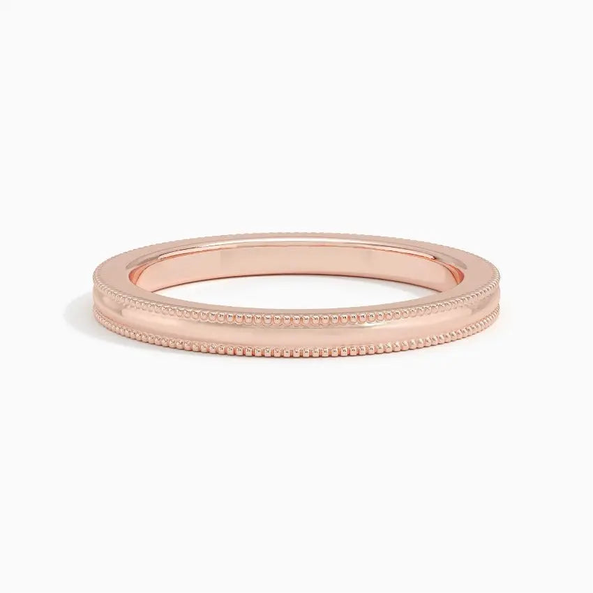 2mm Milgrain Wedding Band Women  customdiamjewel 10KT Rose Gold 