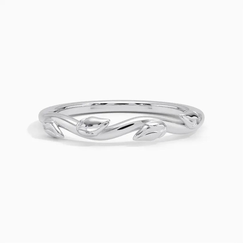 Botanical Leaf Style Wedding Band Woman  customdiamjewel 10KT White Gold 