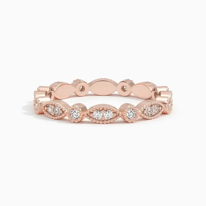 Filigree 0.30CTW Lab Grown Diamond Eternity Wedding Band  customdiamjewel 10KT Rose Gold VVS-EF