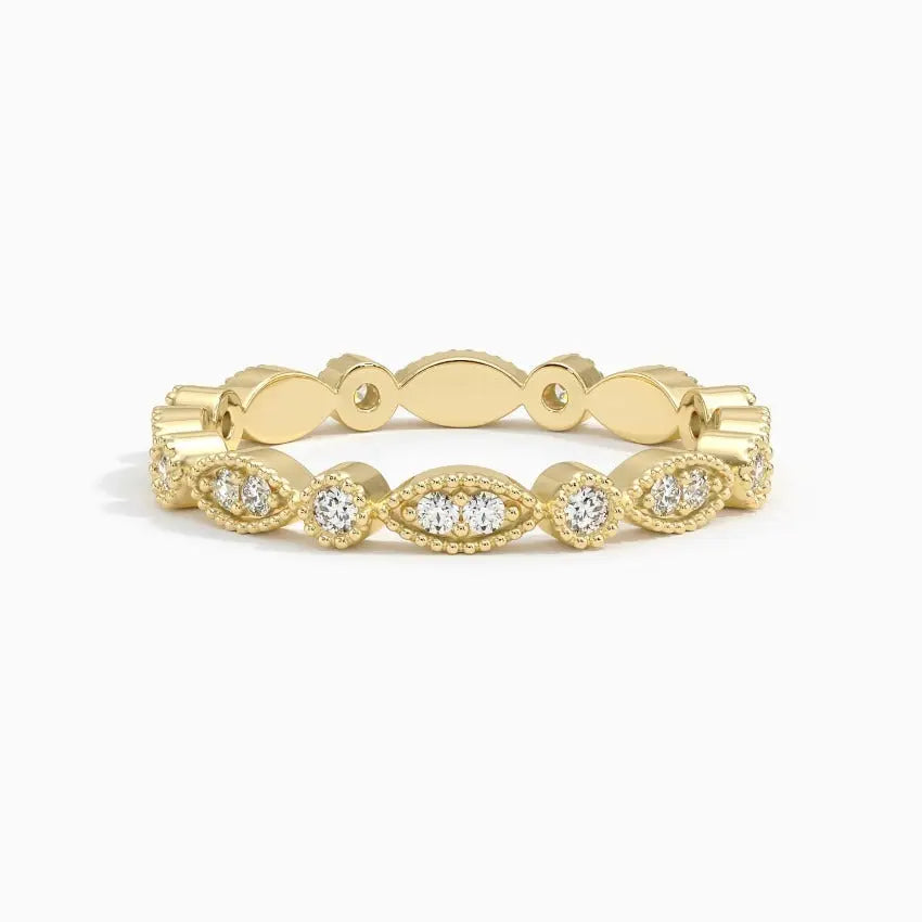 Filigree 0.30CTW Lab Grown Diamond Eternity Wedding Band  customdiamjewel 10KT Yellow Gold VVS-EF